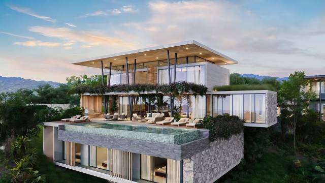 Villa d'architecte à vendre sur les hauteurs de Tamarindo avec vue panoramique sur le littoral...